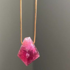 Pratt Daddy Pink Tourmaline Pendant w/ 14k Gold filled chain Rare Stone & Cut